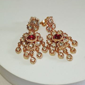 Red Swati Kundan Dangler