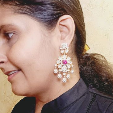 Red Swati Kundan Dangler