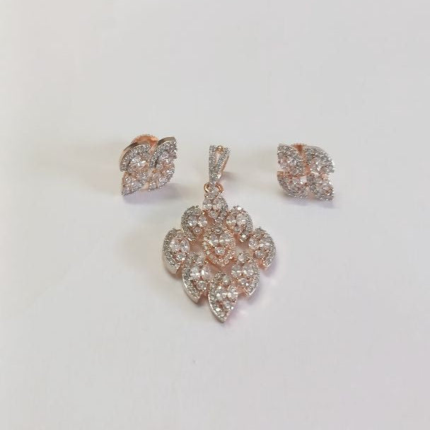 American Diamond Rosegold Bahi Pendant Set