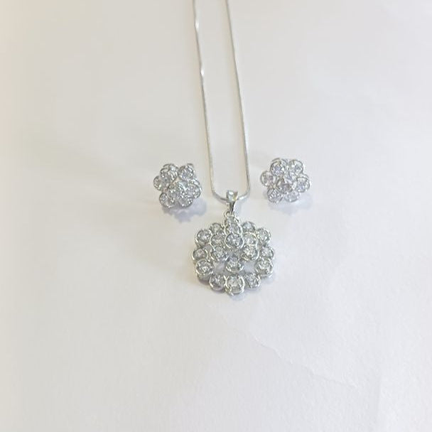Silver Amera Diamond Pendant Set