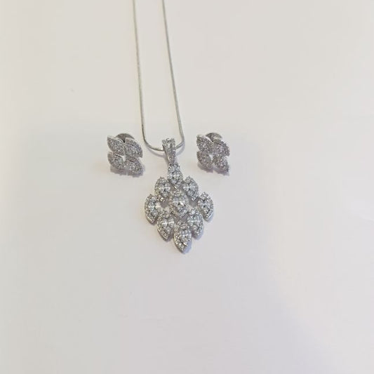 American Diamond Silver Bahi Pendant Set