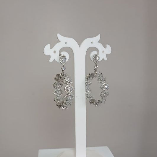 American Diamond Silver Bindiya Hoop Earrings