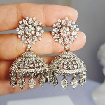American Diamond Silver Divi Jhumki