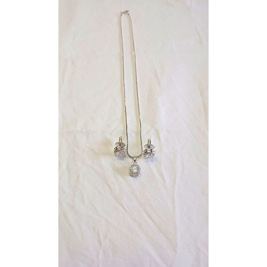 Silver Emie Diamond Pendant Set