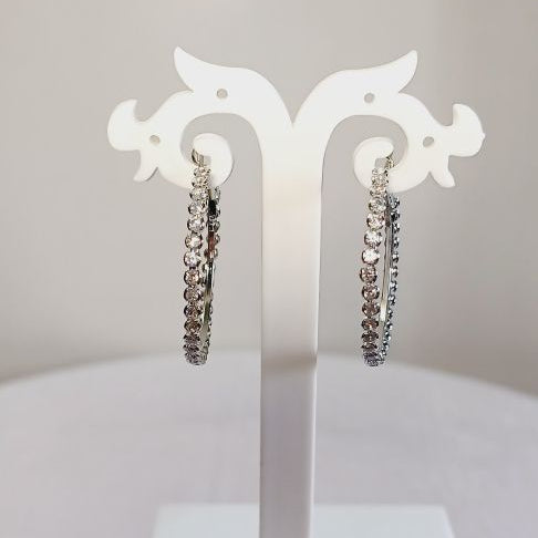 American Diamond Silver Evani Hoop Earrings