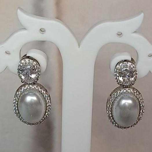 American Diamond Silver Feni Drop Earrings