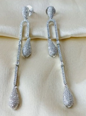 American Diamond Silver Manya Dangler Earrings