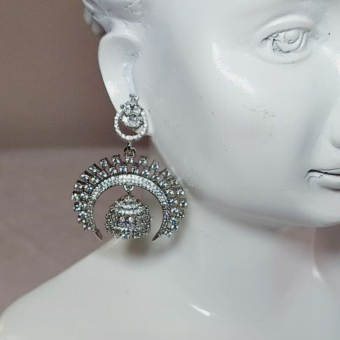 Silver Ovee Chandbali Jhumki