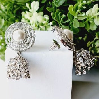 Silver Palak Stud Jhumkis