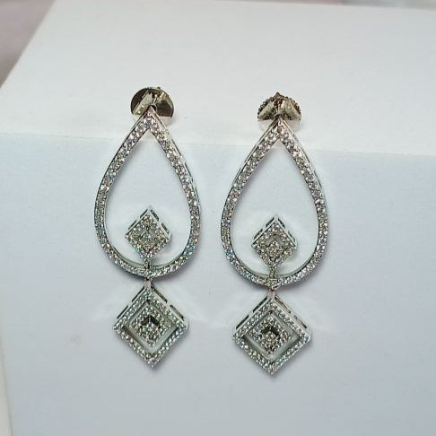 American Diamond Silver Pankti Dangle Earrings