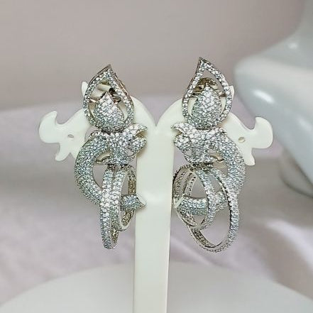 Silver Rayka American Diamond Dangle Earrings
