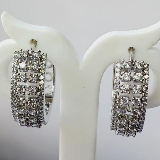 American Diamond Silver Soha Hoop Earrings