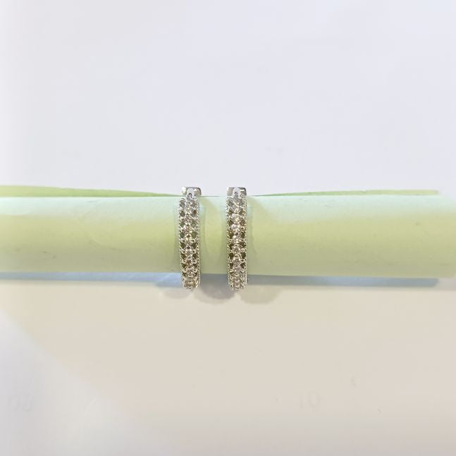 American Diamond Silver Thiya Hoop Earrings