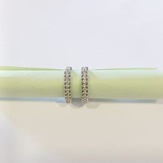 American Diamond Silver Thiya Hoop Earrings