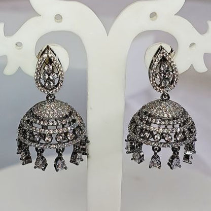 Antique Lila American Diamond Jhumki Earrings