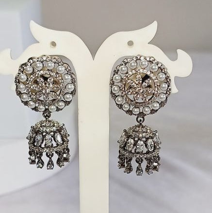 Antique Saisha American Diamond Stud Jhumki Earrings