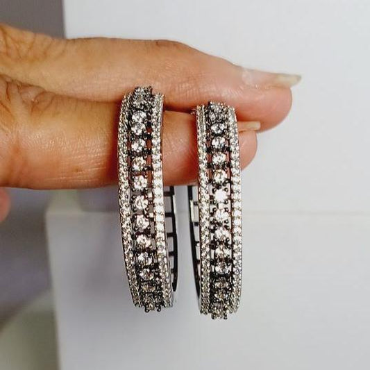 American Diamond Antique Zaina Hoop Earrings