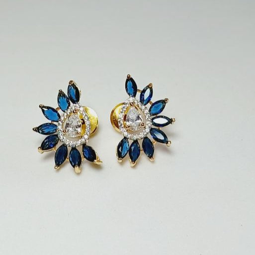 Blue Anila American Diamond Studs Earrings 