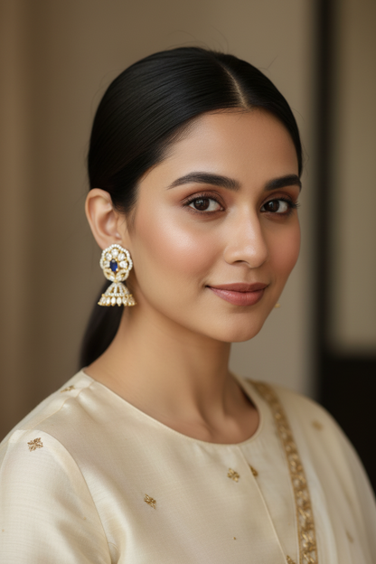 Blue Ayra Jhumki - Gold