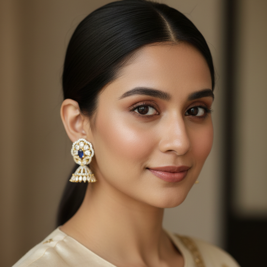 Blue Ayra Jhumki - Gold