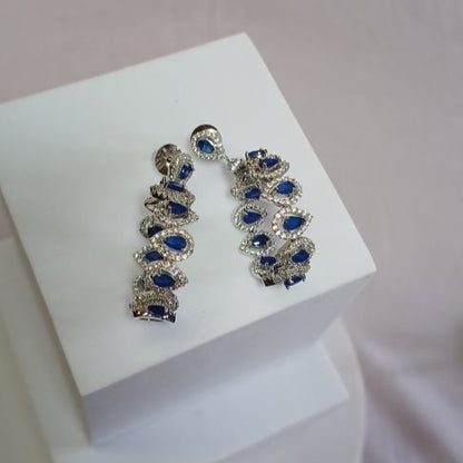 Blue Bindiya Hoop Silver