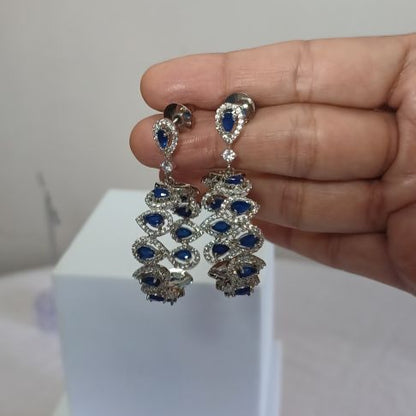 Blue Bindiya Hoop Silver