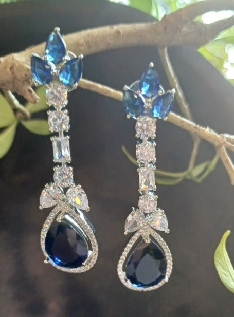 Blue Eden Danglers Silver