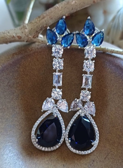 Blue Eden Danglers Silver