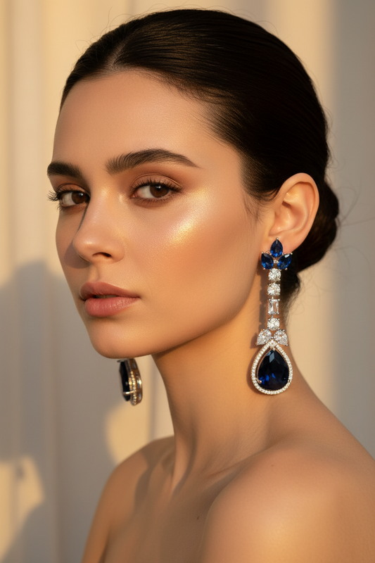 Blue Eden Danglers Silver