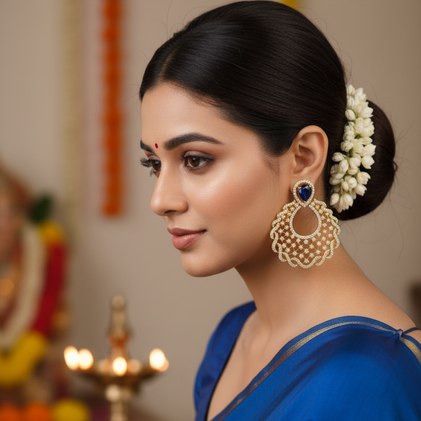 Blue Kriti Chandbali Gold