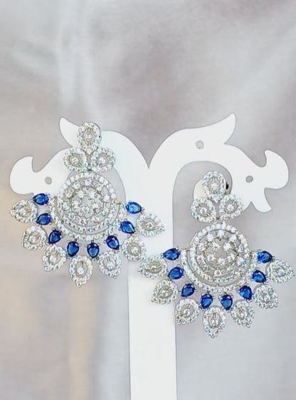 Blue Niyati Danglers - Silver