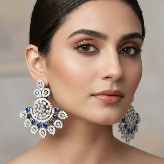 Blue Niyati Danglers - Silver