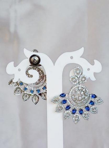 Blue Niyati Danglers - Silver