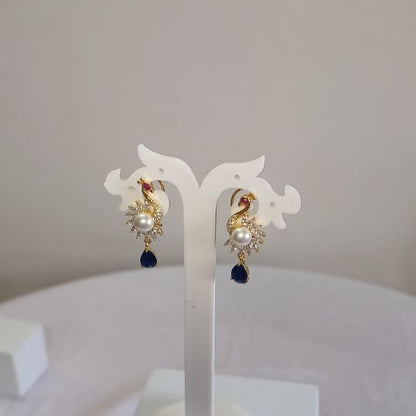 American Diamond Blue Purva Drop Earrings 
