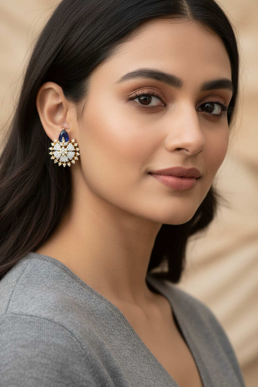 Blue Raha Studs - Gold