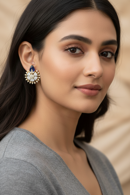 Blue Raha Studs - Gold