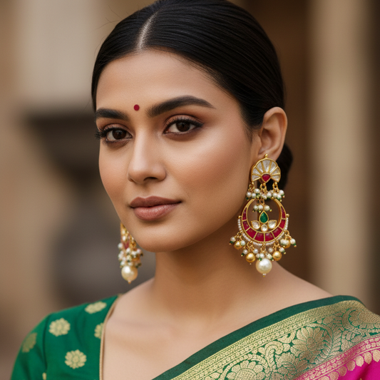 Gold Aahi Kundan Chandbali