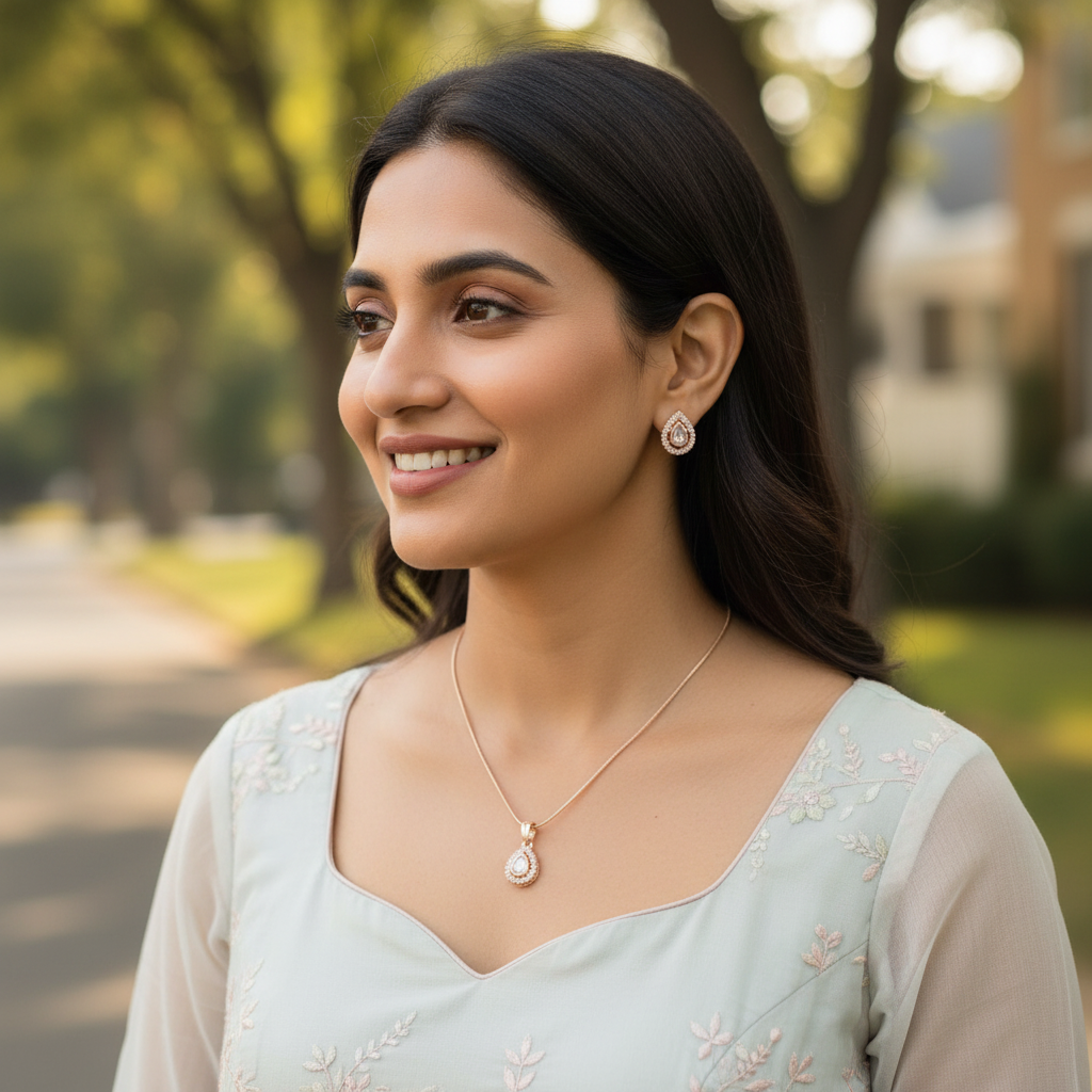 Gold Aarini Kundan Pendant Set