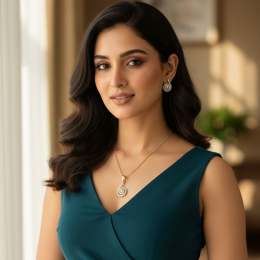 Gold Aditri Diamond Pendant Set