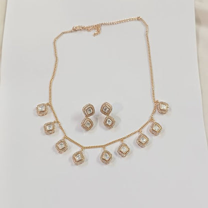 Gold Akshara Kundan Pendant Set