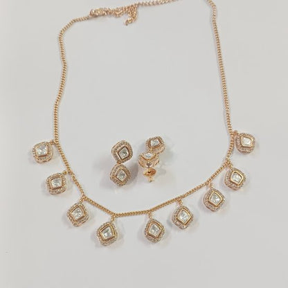 Gold Akshara Kundan Pendant Set