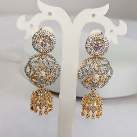 Gold Alonna American Diamond Jhumki Earrings