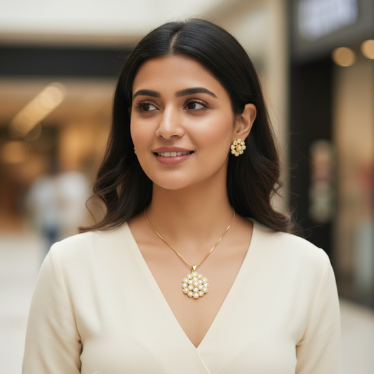 Gold Amera Diamond Pendant Set