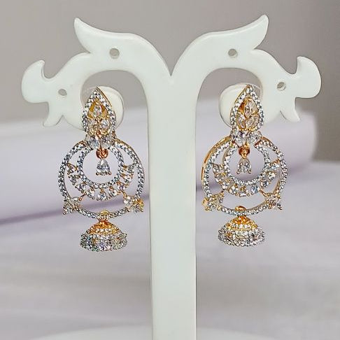 Gold Amia American Diamond Chandbali Earrings