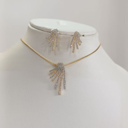 American Diamond Gold Anai Pendant Set