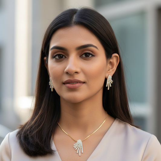 Gold Anai Diamond Pendant Set