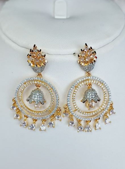 American Diamond Gold Anika Chandbali Earrings