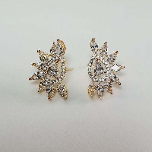 Gold Anila American Diamond Studs Earrings