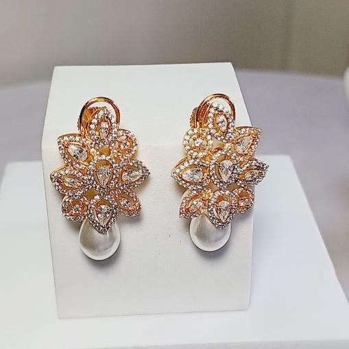 American Diamond Gold Anita Studs Earrings