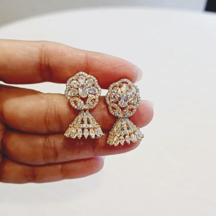 American Diamond Gold Ayra Jhumki Earrings